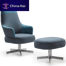 Contemporary armchair GABRIEL HIGHfabricmetalwith footrest