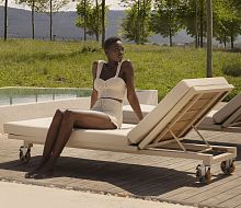 Contemporary sun lounger VINEYARD fabricwoodenaluminum