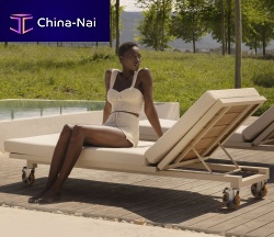 Contemporary sun lounger VINEYARD fabricwoodenaluminum