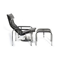 Contemporary armchair Eichenbergerleatherchromewith footrest