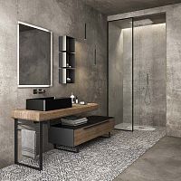 Wooden vanity top LIFE 08ceramicwith towel rack