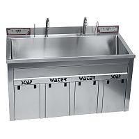2-station surgical sink TOHS 1200stainless steelknee-operatedinfrared soap dispenser