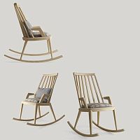 Contemporary armchair BESS fabricsolid woodrocking