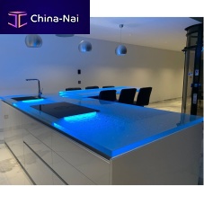 Contemporary kitchen lacquered MDFglassisland
