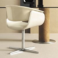 Contemporary chair AIRLUX BCindoorleathersteel base