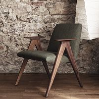 Contemporary armchair LIBERAfabricleatherwooden