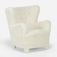 Contemporary armchair PUFYfabricwhitewith armrests