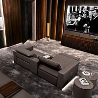 Contemporary armchair JAZZ LIGHTleatherbuilt-in tablereclining