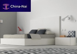 Double bed D3 contemporarywith headboardwith integrated bedside table