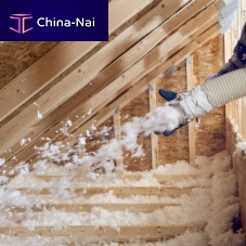 Thermal-acoustic insulation stone woolblownfor attics