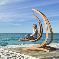 Wooden garden swing seat WAVEfor hotelfor officefor public building