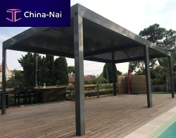 Self-supporting pergola wall-mountedaluminumwith mobile slats