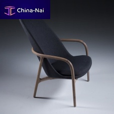 Contemporary armchair NEVAleatherfabricoak
